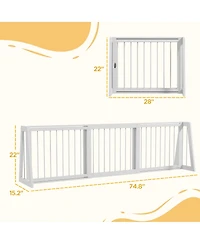 PawHut Freestanding Pet Gate with Retractable Length, 28"-75", Brown