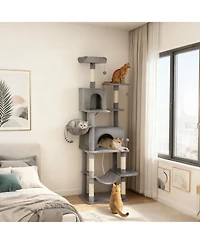 PawHut Multi-Level Cat Tree with 2 Condos, 80" Tall Cat Tower for Indoor