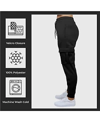 Blue Ice Women's Loose Fit Fleece Jogger Sweatpants with Velcro Cargo Pockets-3 Pack