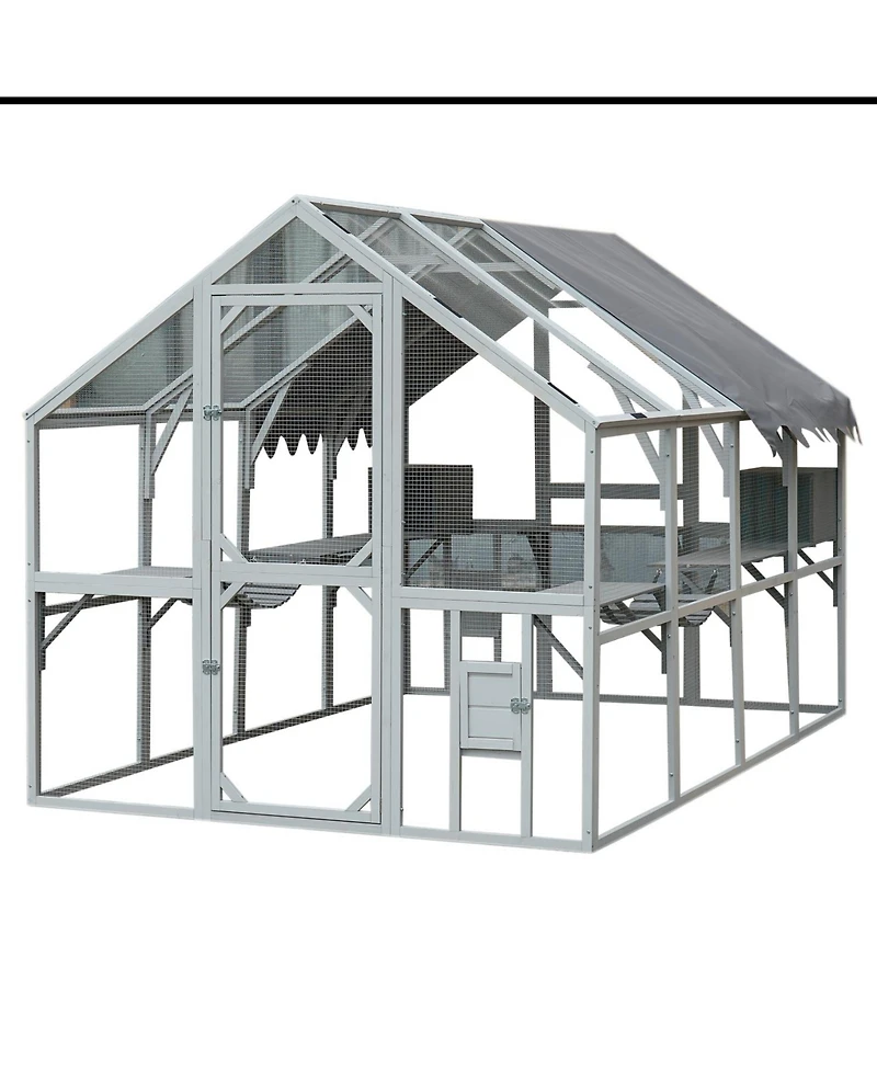 Streamdale Furniture Spacious Outdoor Cat House with Walk-In Door and Weatherproof Roof