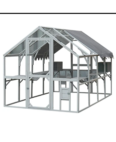 Streamdale Furniture Spacious Outdoor Cat House with Walk-In Door and Weatherproof Roof