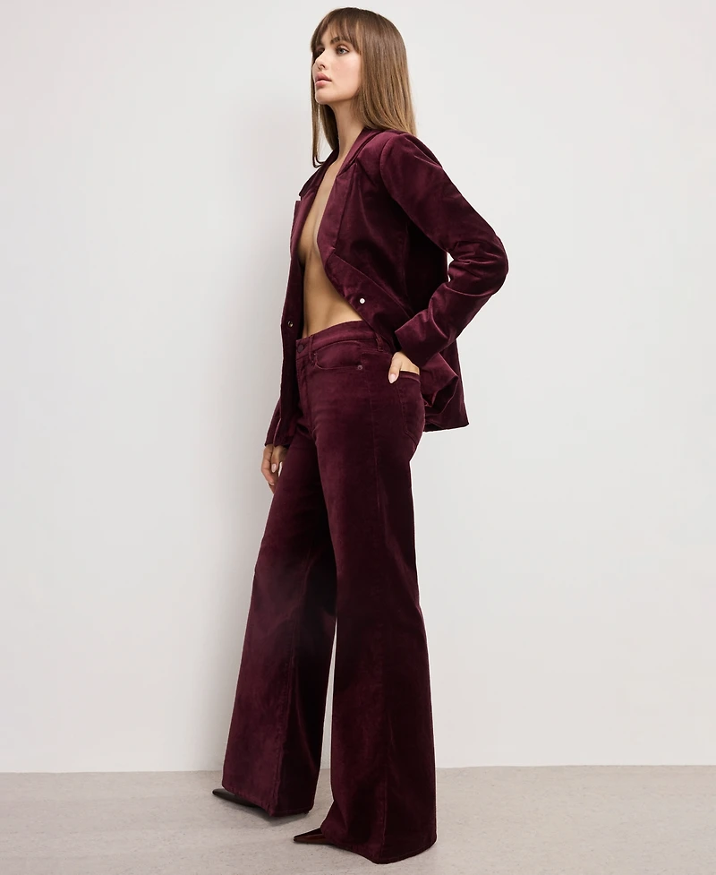 Good American Women's Velvet High Rise Palazzo Jeans