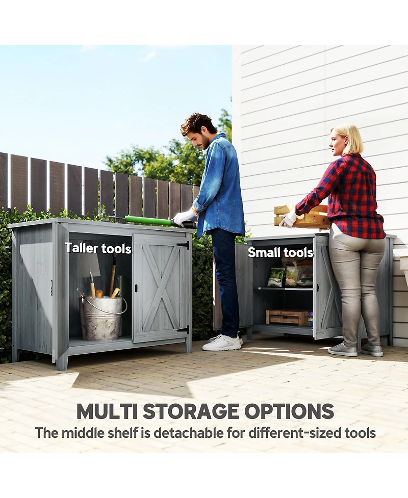 Outsunny Wood Outdoor Storage Cabinet Potting Shed with Shelf,