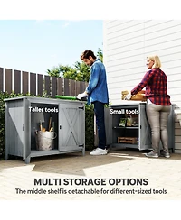 Outsunny Wood Outdoor Storage Cabinet Potting Shed with Shelf,