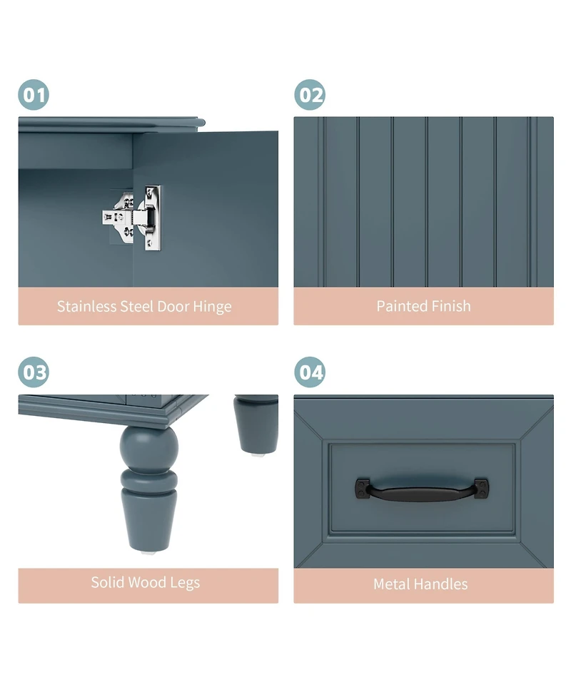 Boyel Living 36" Bathroom Vanity with Sink, Blue Bathroom Cabinet with Drawers, Solid Frame and Mdf Board