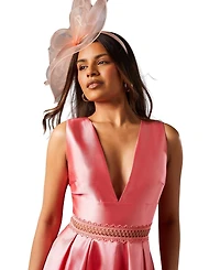 Coast Women's Twill Midi Dress With Lace Trims