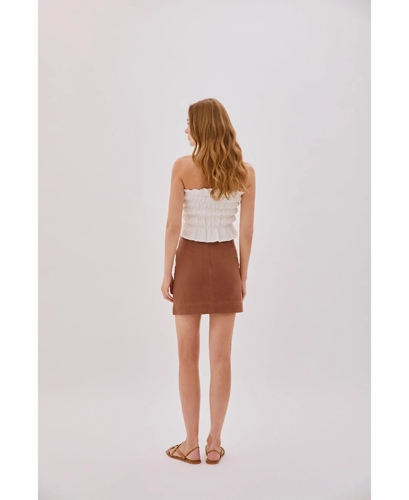 Labeca London Women's Eva Strapless Shirred Linen Top