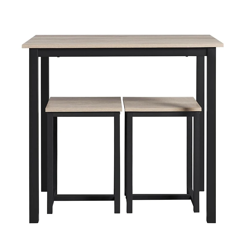 Yaheetech 3 Pc. Engineered Wood Iron Frame Backless Stool Industrial Rectangular Table Dining Room Set