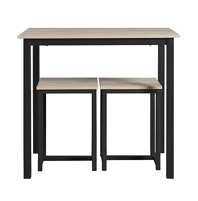 Yaheetech 3 Pc. Engineered Wood Iron Frame Backless Stool Industrial Rectangular Table Dining Room Set