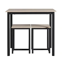 Yaheetech 3 Pc. Engineered Wood Iron Frame Backless Stool Industrial Rectangular Table Dining Room Set