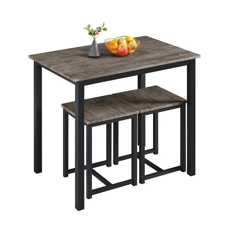 Industrial 3-Piece Dining Table Set Drift Brown
