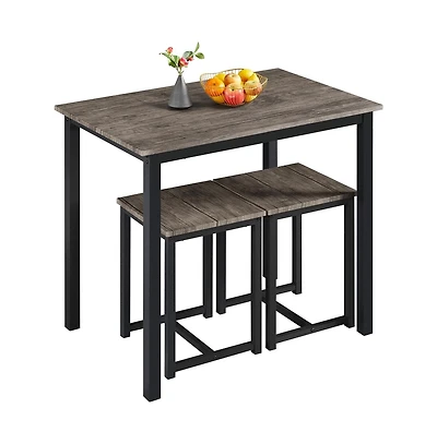 Industrial 3-Piece Dining Table Set Drift Brown