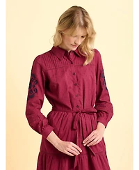 Brakeburn Women's Embers Long Sleeve Tie Waist Midi Dress