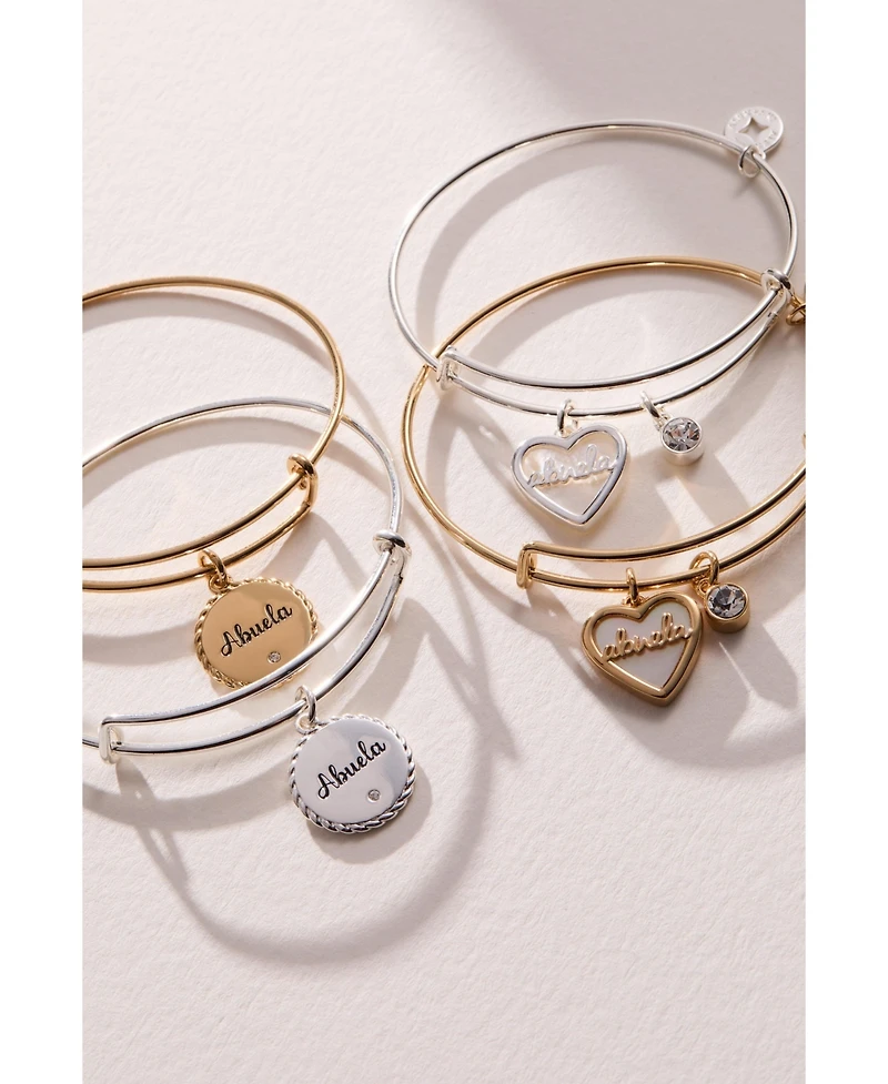 Alex and Ani Abuela Mother of Pearl Heart Bangle Bracelet Duo