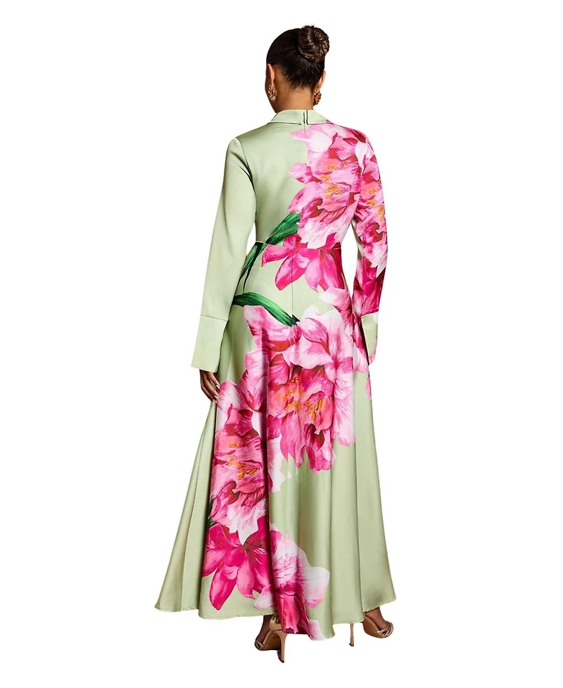 Coast Women's Placement Print Wrap Front Gown