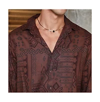 Campus Sutra Men's Russet Brown Aztec-Imprint Shirt