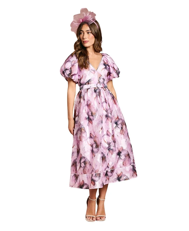 Coast Women's Short Puff Midi Dress With Belt