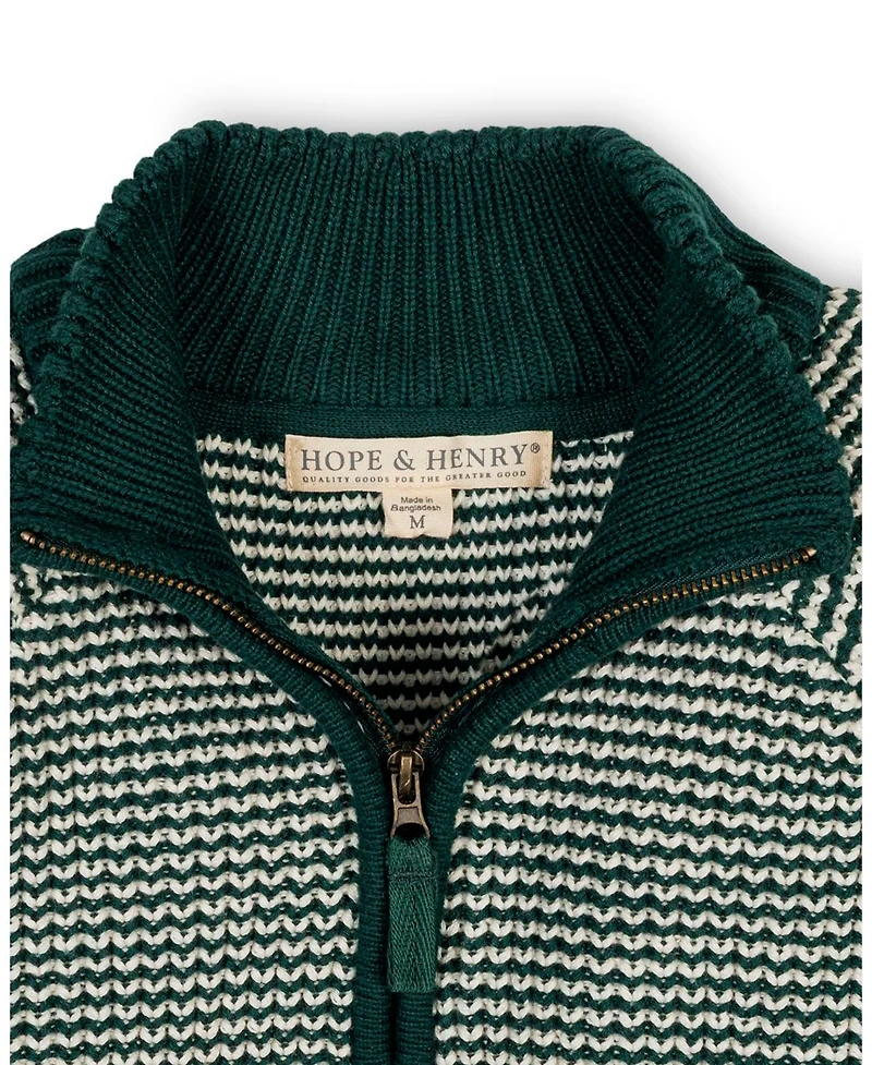 Hope & Henry Boys Organic Long Sleeve Half Zip Raglan Ski Sweater