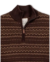 Hope & Henry Men's Organic Half Zip Intarsia Pullover Sweater