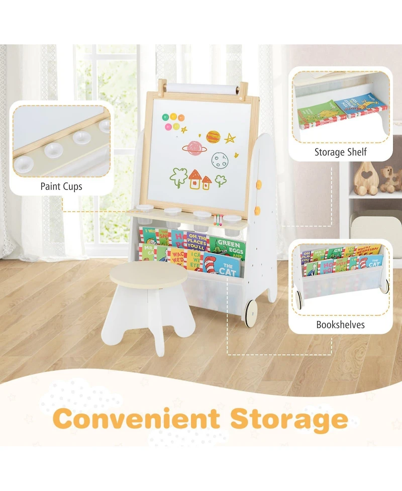 4-in-1 Toddler Activity Table Set with Magnetic Whiteboard and Chalk Board