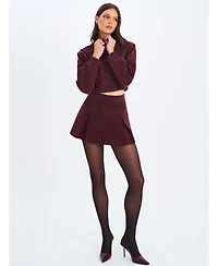 Miss Circle Women Farryn Mahogany Faux Suede Cropped Bomber Jacket