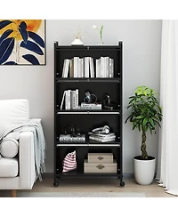 4-Tier Storage Cabinet with Door Freestanding Bathroom for Small Space