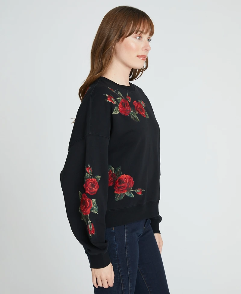 Driftwood Women's Teddy Embroidered and Midnight Rose Pull-on Sweatshirt