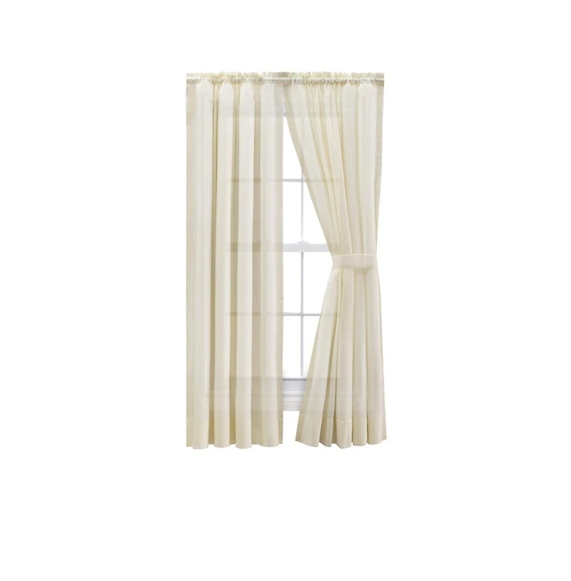 Ellis Curtain Shadow Stripe Tailored Curtain Panel Pair for Windows with Ties 80" x 45" Natural