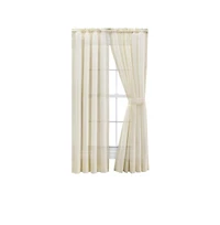Ellis Curtain Shadow Stripe Tailored Curtain Panel Pair for Windows with Ties 80" x 45" Natural