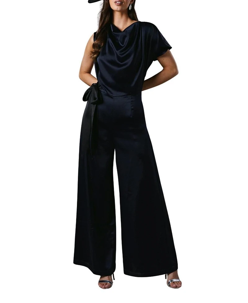 Coast Women's Tie Side Satin Drape Wide Leg Jumpsuit