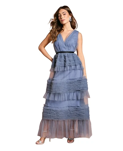 Coast Women's Sleeveless Mesh Wrap Top Maxi Dress