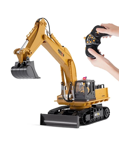 Sugift 1:16 Kids' Play Rc Excavators and Bulldozer Vehicles Toys with Metal Shovel/Spray/Lights/Sounds
