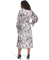 Calvin Klein Petite Floral Long-Sleeve Midi Dress