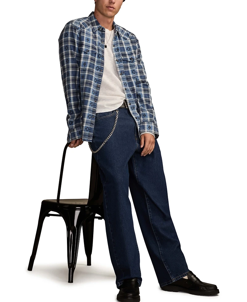 Lucky Brand Men's Dobby Western Long-Sleeve Shirt