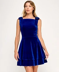City Studios Juniors' Square Neck Shoulder Bow Dress