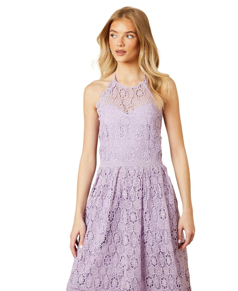 Oasis Women's Lace Detail Halterneck Midi Dress
