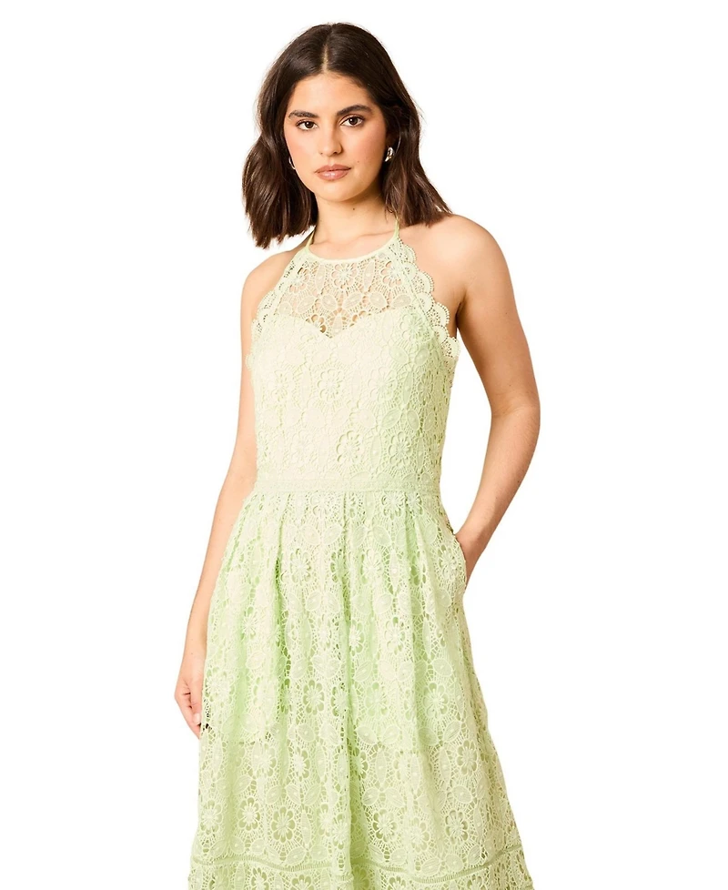 Oasis Women's Lace Detail Halterneck Midi Dress