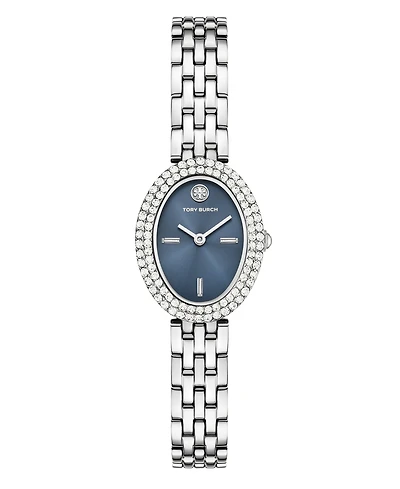 Tory Burch Women's The Oval Quartz Two-Hand Silver Stainless Steel, 28mm