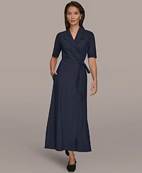 Donna Karan Weekend Women's Tricot Knit Elbow-Sleeve Collared Polo Dress