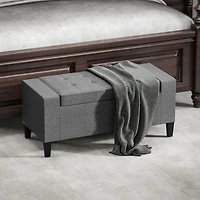 Homcom Recgular Tufted Linen Storage Ottoman Bench with Flipping Top