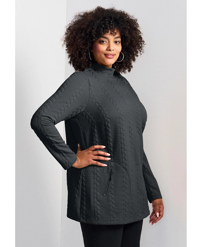 Avenue Women's Plus Emily Jacquard Texture Knit Tunic