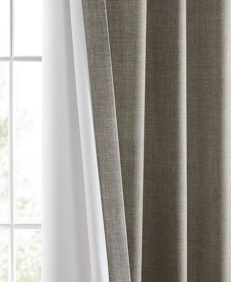 Half Price Drapes Fossil Grey Italian Faux Linen Room Darkening Curtain