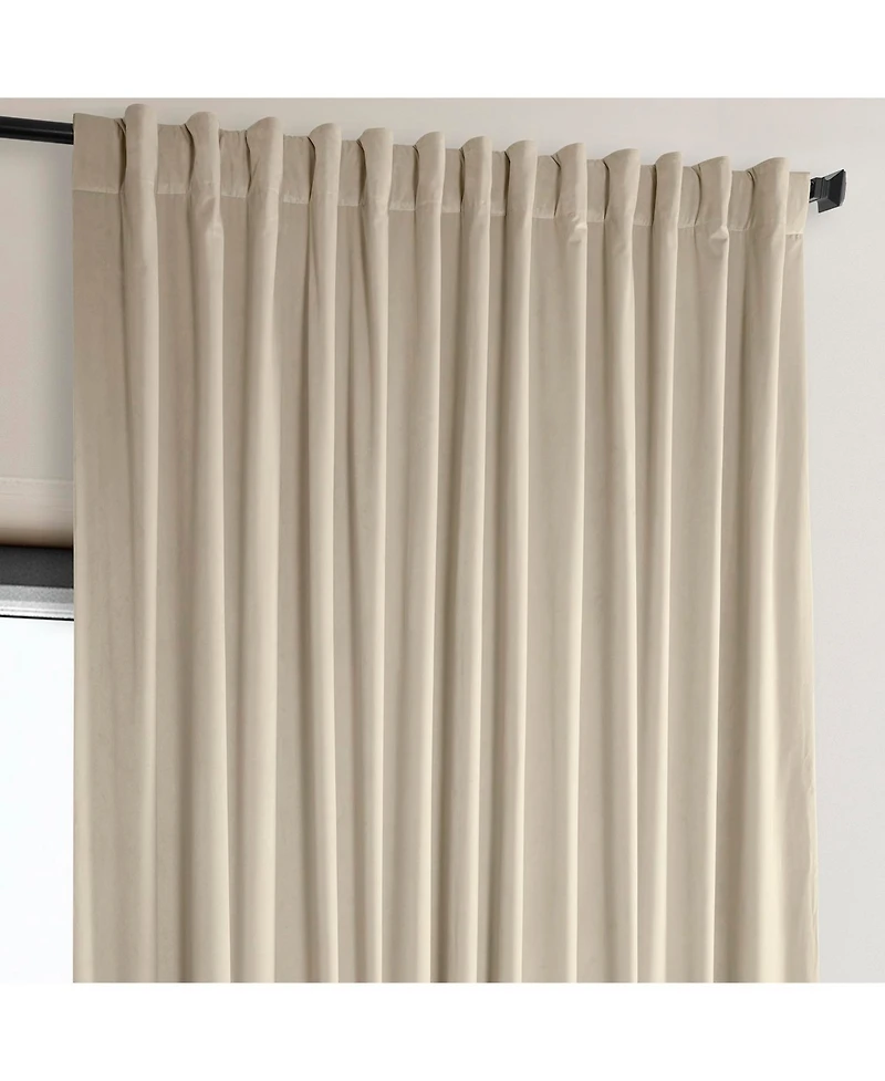 Half Price Drapes Angora Beige Extra Wide Signature Plush Velvet Hotel Blackout Curtain