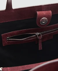 Mango Women's Suede Leather Shopper Bag