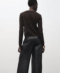 Mango Women's Ribbed Leopard-Print Sweater