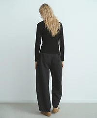 Mango Women's Jewel Button Ribbed Sweater