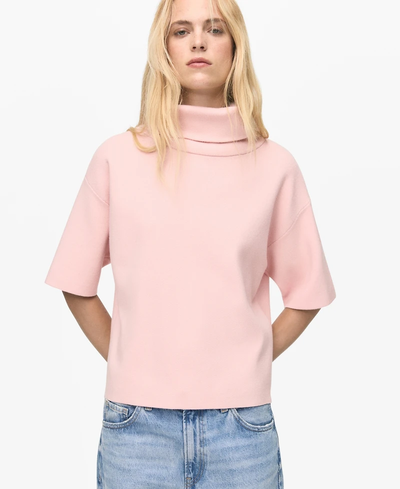 Mango Women's Short-Sleeved Turtleneck Sweater