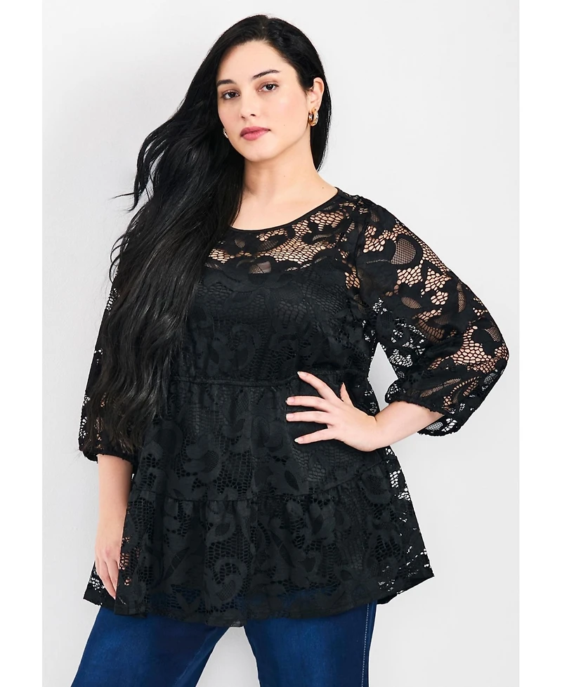 Avenue Women's Plus Lucille Lace Tunic