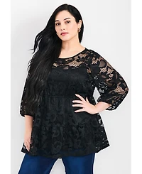 Avenue Women's Plus Lucille Lace Tunic