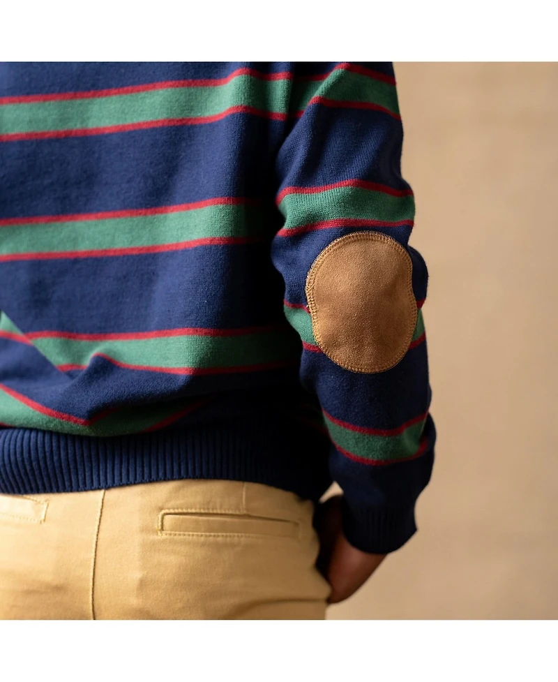 Hope & Henry Baby Boys Organic Long Sleeve Henley Pullover Sweater with Elbow Patches Cable Pat